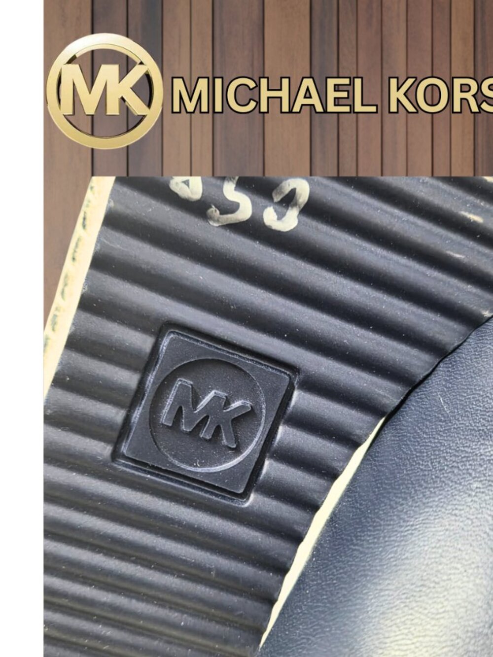 Michael Kors Emilia Slide Navy Leather Upper Size 7.5 NWT - Picture 5 of 6